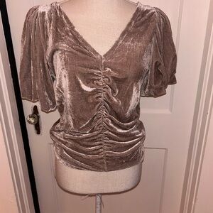 Velvet Ruched taupe Free People top size large never worn